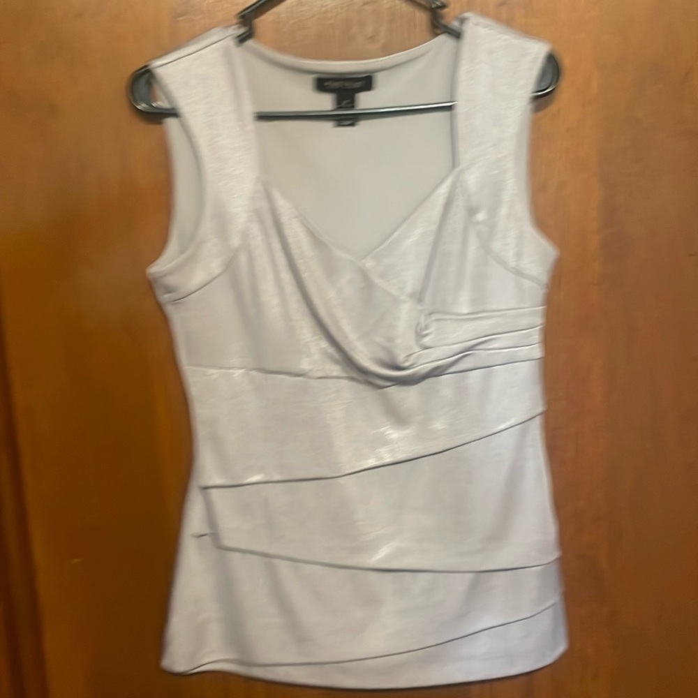 Slimming Silver Fitted Stretch Sleeveless Top